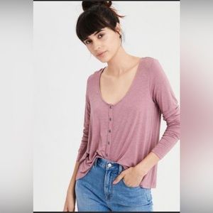 NWOT Women's American Eagle Long Sleeve Soft  & Sexy Slub Top size Medium